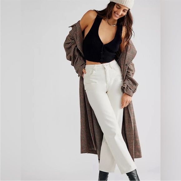 Free People jeans the Pacifica high rise slim straight jeans ivory size 32 NWT - Picture 1 of 9